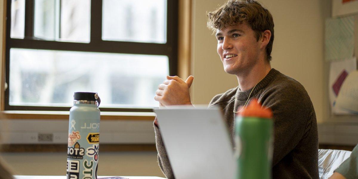 A male student in a class 