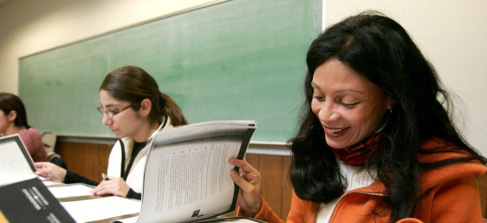 Student studying in an SMC classroom